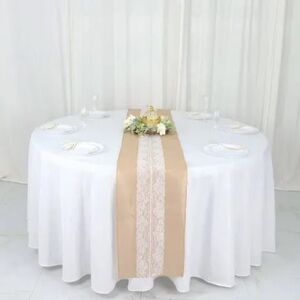 116” x 12” Burlap Lace Table Runner Rustic Farmhouse Wedding Decor Boho